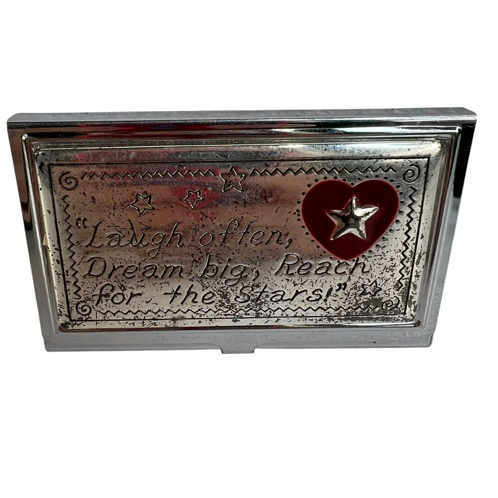 Brighton Joyful Heart Business Card Case Holder Laugh Dream Silver Plated